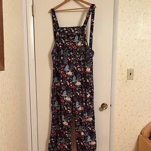 Floral Print Bib Overalls
